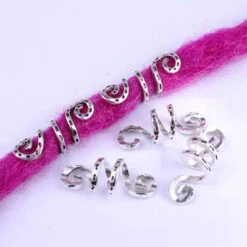 5 Bagues Cheveux Viking Spirales Pour Tresses Ou Locks -Evolve Cosmetiques 5 bagues cheveux viking spirales pour tresse ou locks argente