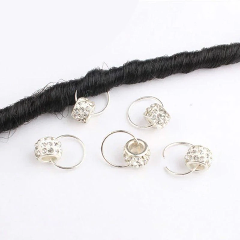 5 Bijoux Cheveux Perles Avec Strass Argent Tresses Locks 3 5 Bijoux Cheveux Perles Avec Strass Argent Tresses Locks