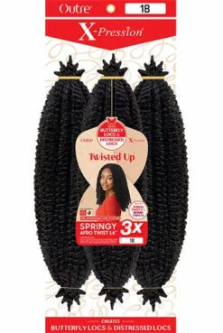Mèches XPRESSION SPRINGY AFRO TWIST 16 Pouces -Outré -Evolve Cosmetiques Butterfly locs X Pression SPRINGYAFROTWIST163X 1B Butterfly