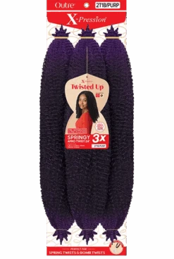 Mèches X-Pression Twisted Up Springy Afro Twist 24 Pouces 3X - Outré 22 Mèches X-Pression Twisted Up Springy Afro Twist 24 Pouces 3X - Outré -Evolve Cosmetiques PKG KXTUSA24 SPRINGY AFRO TWIST 24 3X 2T1B PURPLE