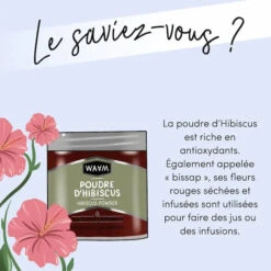 Poudre D'Hibiscus - WAAM 7 Poudre D'Hibiscus - WAAM -Evolve Cosmetiques Poudre d Hibiscus waam