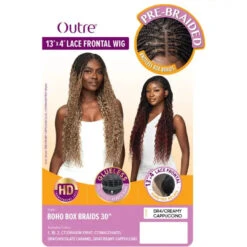 Perruque Lace Tressée Boho Box Braids 30" - Outré -Evolve Cosmetiques boho box braids lace wig 13x4 30 pouces outre