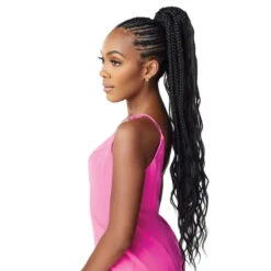 Postiche Tressée Boho Box Braids 32" - Outré 9 Postiche Tressée Boho Box Braids 32" - Outré -Evolve Cosmetiques boho box braids ponytail postiche long noir outre pretty quick wrap 32
