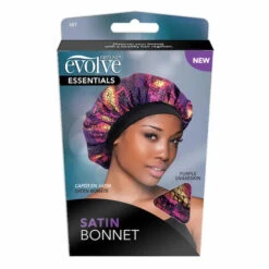 Bonnet Satin Cheveux Imprimé Léopard - Evolve -Evolve Cosmetiques bonnet satin imprime purple