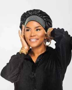 Bonnet Satin Large Bande Et Strass - Evolve 8 Bonnet Satin Large Bande Et Strass - Evolve -Evolve Cosmetiques bonnet satin large avec strass