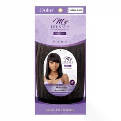 Perruque Cheveux Naturels Clarissa - Outré -Evolve Cosmetiques clarissa perruque frange lisse cheveux humains outrenatural black packaging