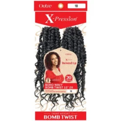 Crochet Braids Boho Wavy Bomb Twist X-Pression 2X - Outré -Evolve Cosmetiques crochet braids boho wavy bomb twist noir x pression outre