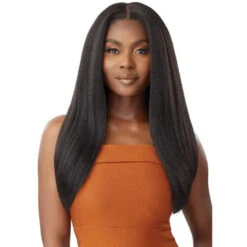 Perruque Kinky Straight Closure HD 5x5 24" - Outre -Evolve Cosmetiques lace closure wig hd kinky straight yaki noir perruque outre