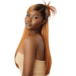 Perruque Lace Front Yaki Straight Kairi - Outré -Evolve Cosmetiques lace front yaki straight perruque longue caramel outre melted hairline kairi