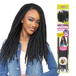 Dreadlocks Extensions Naturelles Loc N Roll Braid 12 Pouces - Janet Collection -Evolve Cosmetiques meches naturelles loc n roll braid 12 pouces janet collection natural noir natural