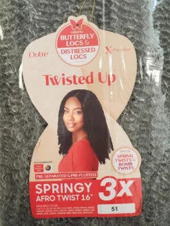 Mèches XPRESSION SPRINGY AFRO TWIST 16 Pouces -Outré -Evolve Cosmetiques meches springy afro twist 16 pouces gris 51