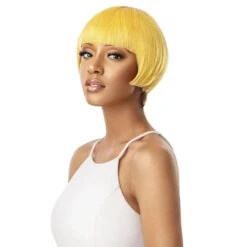 Evolve Cosmetiques 32 Evolve Cosmetiques -Evolve Cosmetiques perruque carre frange cheveux humains outre pixie blunt bob duby wig blonde
