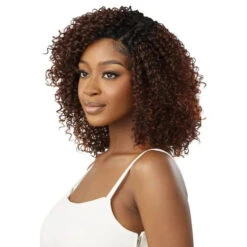 Perruque Curly HD Lace Front Nessa - Outré -Evolve Cosmetiques perruque chocolat curly lace hd nessa outre ginger brown