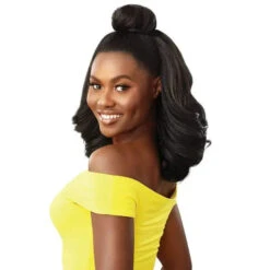 Perruque Ondulée Converti Cap Lady Lioness - Outré -Evolve Cosmetiques perruque converti cap bob mi long ondulee wavy noir lady lioness outre