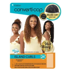 Perruque Converti Cap Noire Island Curls - Outré -Evolve Cosmetiques perruque converti cap longue bouclee curly chatain caramel couleur dr hazelnut honey island curls outre 70b1ec7c e924 431d ba06 5a9352b506da