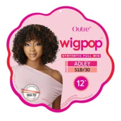 Perruque Avec Frange Curly Adley - Outré -Evolve Cosmetiques perruque curly bouclee avec frange courte outre wigpop adley packaging