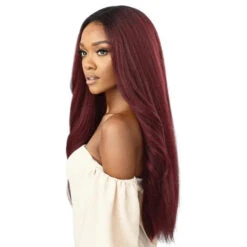 Perruque Lace Front 13X6 Bordeaux Sunniva - Outré -Evolve Cosmetiques perruque full lace front hd yaki straight bordeaux sunniva outre