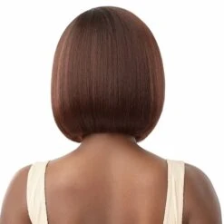 Perruque Lace Front Châtain Breena - Outré -Evolve Cosmetiques perruque lace front bob lisse court couleur chocolat drff2 cinnamon mocha breena outre hair dos