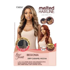 Perruque Lace Front Ondulée Ginger Begonia - Outré -Evolve Cosmetiques perruque lace front hd transparent longue wavy ginger begonia melted hairline couleur dr2 cinnamon spice outre packaging