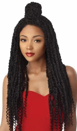 Lace Front Wig Tressée Passion Twist X-PRESSION - Outré -Evolve Cosmetiques perruque lace front wig tressee passion twist x pression outre noir 1b half up