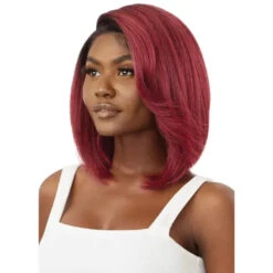 Perruque Lace Front Yaki Bob Lisse Rudy - Outré -Evolve Cosmetiques perruque lace front yaki straight bob burgundy outre sleeklay part rudy