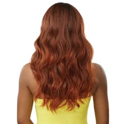 Perruque Wavy Lace Part Hanna - Outré Daily Wig -Evolve Cosmetiques perruque lace part ginger brown body wave outre daily wig hanna dos