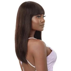 Perruque Straight Naturelle Full Wig Frange Thalya - Outré -Evolve Cosmetiques perruque lisse cheveux naturels a frange thalya outre