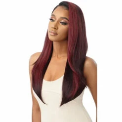 Perruque Lace Front 13X5 Burgundy Declan - Outré 10 Perruque Lace Front 13X5 Burgundy Declan - Outré -Evolve Cosmetiques perruque lisse longue lace frontal 13x4 rouge bordeaux drff red velvet declan outre