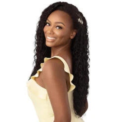 Perruque Converti Cap Noire Island Curls - Outré -Evolve Cosmetiques perruque longue 24 pouces bouclee curly couleur noir 1B converti cap island curls outre