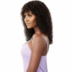 Perruque Cheveux Naturels Simona 20 Pouces - Outré -Evolve Cosmetiques perruque naturelle bouclee frange simona cote purple label outre