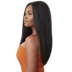Perruque Kinky Straight Closure HD 5x5 24" - Outre -Evolve Cosmetiques perruque noire lace closure wig hd kinky straight yaki outre