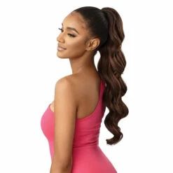 Postiche Long Ondulé Châtain Saana - Outré -Evolve Cosmetiques postiche long ongule wavy chatain chocolat saana outre