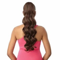 Postiche Long Ondulé Châtain Saana - Outré -Evolve Cosmetiques postiche long wavy chatain chocolat saana outre dos