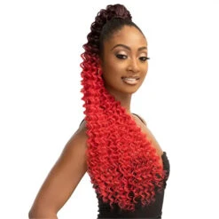 Postiche Bouclée Curly Pony Deep - Janet Collection -Evolve Cosmetiques postiche ponytail deep curl boucle rouge human hair blend janet collection 32 pouces
