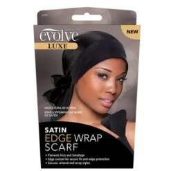 Foulard Satin Edge Wrap Scarf Noir - Evolve -Evolve Cosmetiques satin edge wrap scarf evolve noir