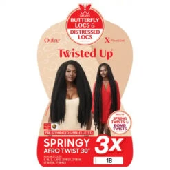 Mèches X-Pression Springy Afro Twist 30" 3X - Outré -Evolve Cosmetiques springy afro twist braids longues noir outre twisted up